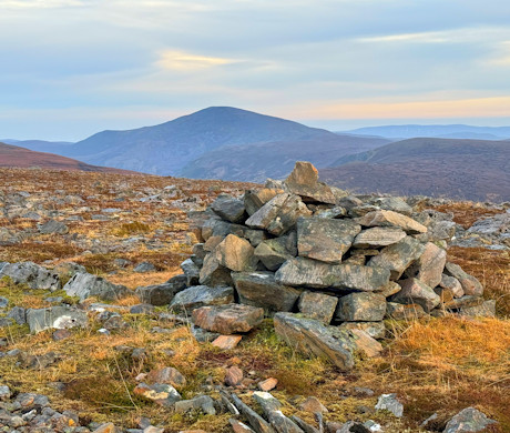 On Beinn Tharsuinn's summit looking to Càrn Chuinneag