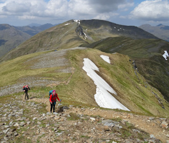 Approaching Maol Chinn-dearg's summit, Sgùrr an Doire Leathain behind Approaching Maol Chinn-dearg's summit, Sgùrr an Doire Leathain behind